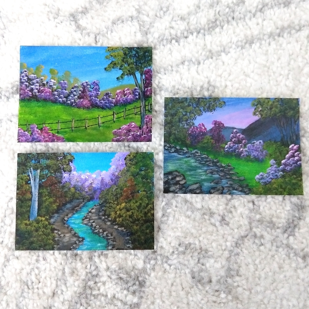 Set of 3 original mini acrylic paintings
